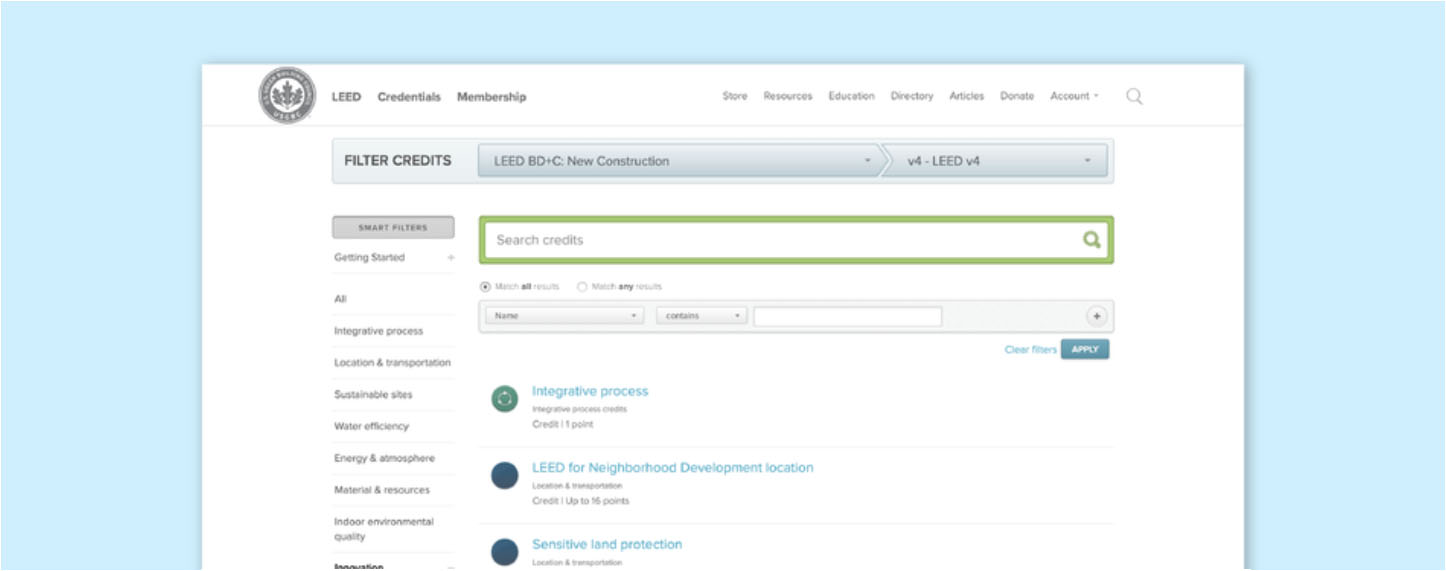 あなたの必要な情報を「LEED credit library」で見つけてください